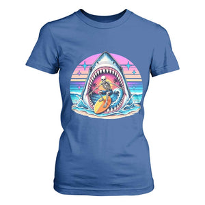 Shark Skeleton Surfer T Shirt For Women Hawaiian Beach Vacation Gift