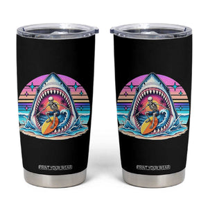 Shark Skeleton Surfer Tumbler Cup Hawaiian Beach Vacation Gift