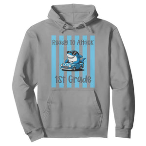 Ready To Attack 1st Grade Hoodie Funny Shark Driving Car Back To School TS12 Sport Gray Print Your Wear