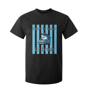 Ready To Attack 1st Grade T Shirt For Kid Funny Shark Driving Car Back To School TS12 Black Print Your Wear