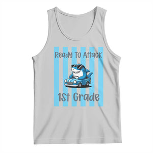 Ready To Attack 1st Grade Tank Top Funny Shark Driving Car Back To School