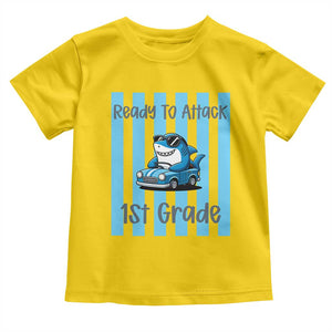 Ready To Attack 1st Grade Toddler T Shirt Funny Shark Driving Car Back To School