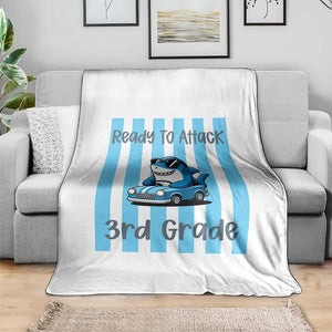 Ready To Attack 3rd Grade Throw Blanket Funny Shark Driving Car Back To School