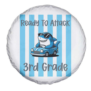 Ready To Attack 3rd Grade Spare Tire Cover Funny Shark Driving Car Back To School