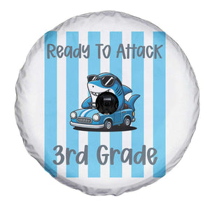 Ready To Attack 3rd Grade Spare Tire Cover Funny Shark Driving Car Back To School