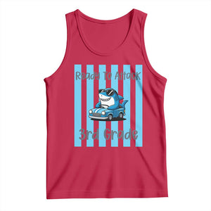 Ready To Attack 3rd Grade Tank Top Funny Shark Driving Car Back To School