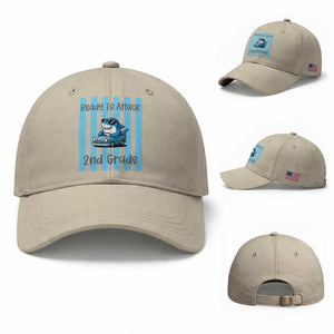 Ready To Attack 2nd Grade Baseball Cap Funny Shark Driving Car Back To School TS12 Baseball Cap Universal Fit Beige Print Your Wear