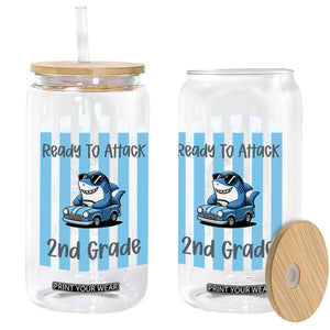 Ready To Attack 2nd Grade Glass Can Funny Shark Driving Car Back To School TS12 Print Your Wear