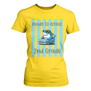 Ready To Attack 2nd Grade T Shirt For Women Funny Shark Driving Car Back To School