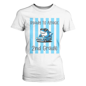 Ready To Attack 2nd Grade T Shirt For Women Funny Shark Driving Car Back To School
