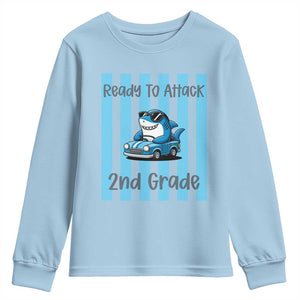 Ready To Attack 2nd Grade Youth Sweatshirt Funny Shark Driving Car Back To School