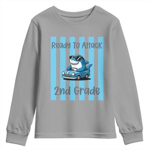Ready To Attack 2nd Grade Youth Sweatshirt Funny Shark Driving Car Back To School