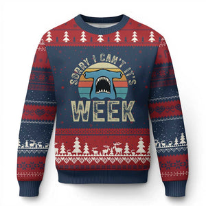 Vintage Hammerhead Shark Lover Ugly Christmas Sweater Sorry I Cant Its Week