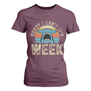 Vintage Hammerhead Shark Lover T Shirt For Women Sorry I Cant Its Week