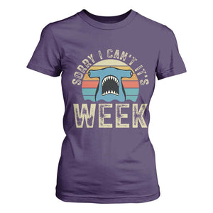 Vintage Hammerhead Shark Lover T Shirt For Women Sorry I Cant Its Week