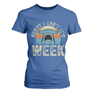 Vintage Hammerhead Shark Lover T Shirt For Women Sorry I Cant Its Week
