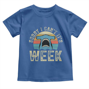 Vintage Hammerhead Shark Lover Toddler T Shirt Sorry I Cant Its Week