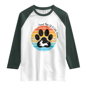 Dachshund Dog Mom Raglan Shirt Proud Mom Of A Little Wiener TS12 White Dark Forest Green Print Your Wear