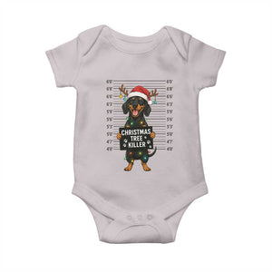 Christmas Dachshund Baby Onesie Funny Christmas Tree Killer TS12 Ice Gray Print Your Wear