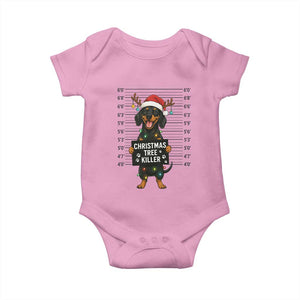 Christmas Dachshund Baby Onesie Funny Christmas Tree Killer TS12 Light Pink Print Your Wear