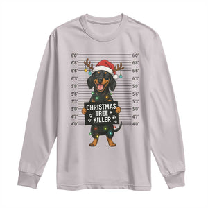 Christmas Dachshund Long Sleeve Shirt Funny Christmas Tree Killer TS12 Ice Gray Print Your Wear