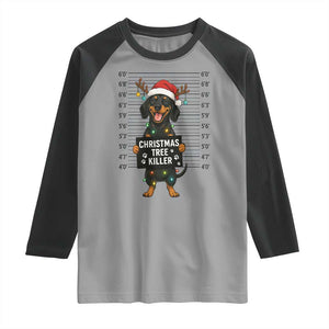 Christmas Dachshund Raglan Shirt Funny Christmas Tree Killer TS12 Sport Gray Black Print Your Wear