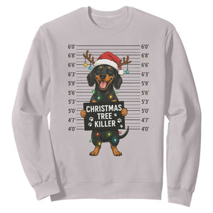 Christmas Dachshund Sweatshirt Funny Christmas Tree Killer TS12 Ice Gray Print Your Wear