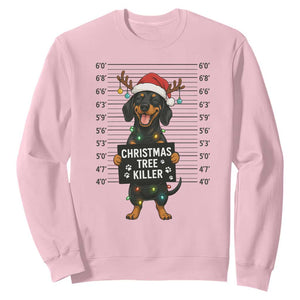 Christmas Dachshund Sweatshirt Funny Christmas Tree Killer TS12 Light Pink Print Your Wear