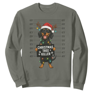 Christmas Dachshund Sweatshirt Funny Christmas Tree Killer TS12 Military Green Print Your Wear
