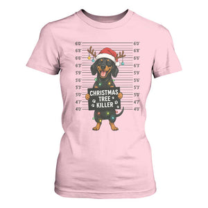 Christmas Dachshund T Shirt For Women Funny Christmas Tree Killer TS12 Light Pink Print Your Wear