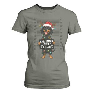 Christmas Dachshund T Shirt For Women Funny Christmas Tree Killer TS12 Military Green Print Your Wear
