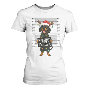 Christmas Dachshund T Shirt For Women Funny Christmas Tree Killer TS12 White Print Your Wear