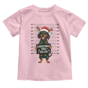 Christmas Dachshund Toddler T Shirt Funny Christmas Tree Killer TS12 Light Pink Print Your Wear