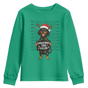 Christmas Dachshund Youth Sweatshirt Funny Christmas Tree Killer TS12 Irish Green Print Your Wear