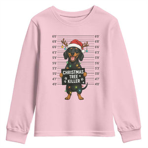 Christmas Dachshund Youth Sweatshirt Funny Christmas Tree Killer TS12 Light Pink Print Your Wear