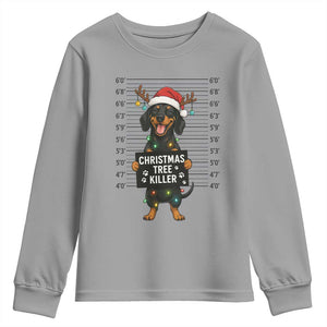 Christmas Dachshund Youth Sweatshirt Funny Christmas Tree Killer TS12 Sport Gray Print Your Wear