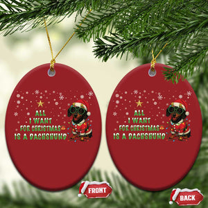 Xmas Dachshund Christmas Ornament All I Want For Christmas Is A Dachshund TS12 Oval Red Print Your Wear