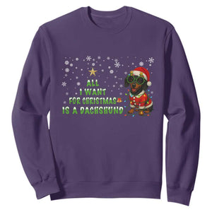 Christmas Dachshund Sweatshirt All I Want For Christmas Is A Dachshund TS12 Purple Print Your Wear