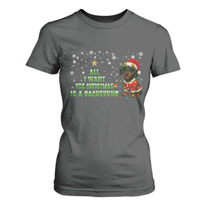 Christmas Dachshund T Shirt For Women All I Want For Christmas Is A Dachshund TS12 Dark Heather Print Your Wear