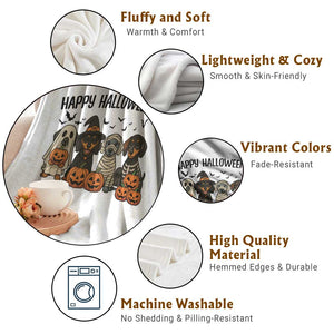 Funny Halloween Dachshund Throw Blanket Happy Halloweenie TS12 Print Your Wear