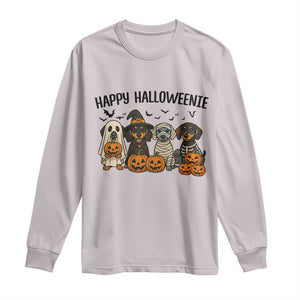 Funny Halloween Dachshund Long Sleeve Shirt Happy Halloweenie TS12 Ice Gray Print Your Wear
