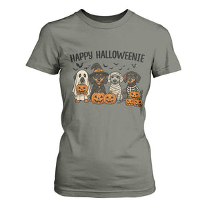 Funny Halloween Dachshund T Shirt For Women Happy Halloweenie TS12 Military Green Print Your Wear