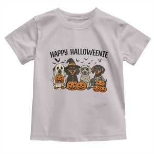 Funny Halloween Dachshund Toddler T Shirt Happy Halloweenie TS12 Ice Gray Print Your Wear