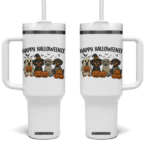 Funny Halloween Dachshund Tumbler With Handle Happy Halloweenie TS12 One Size: 40 oz White Print Your Wear