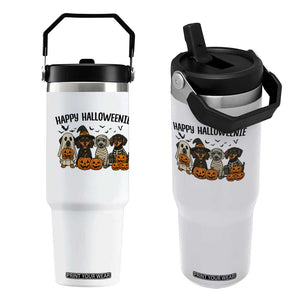 Funny Halloween Dachshund Flip Straw Tumbler Happy Halloweenie TS12 One Size: 30 oz White Print Your Wear