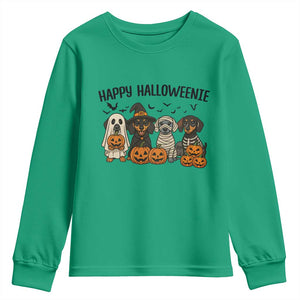 Funny Halloween Dachshund Youth Sweatshirt Happy Halloweenie TS12 Irish Green Print Your Wear