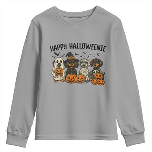 Funny Halloween Dachshund Youth Sweatshirt Happy Halloweenie TS12 Sport Gray Print Your Wear