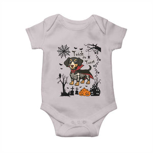 Funny Halloween Gift Baby Onesie Trick Or Treat With My Dachshund Dracula TS12 Ice Gray Print Your Wear