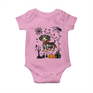 Funny Halloween Gift Baby Onesie Trick Or Treat With My Dachshund Dracula TS12 Light Pink Print Your Wear