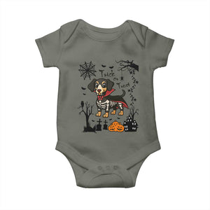Funny Halloween Gift Baby Onesie Trick Or Treat With My Dachshund Dracula TS12 Military Green Print Your Wear